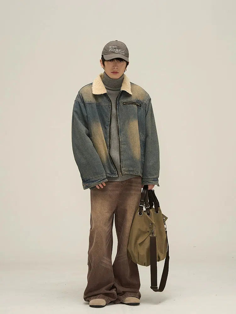 Lamb wool 2025 denim jacket