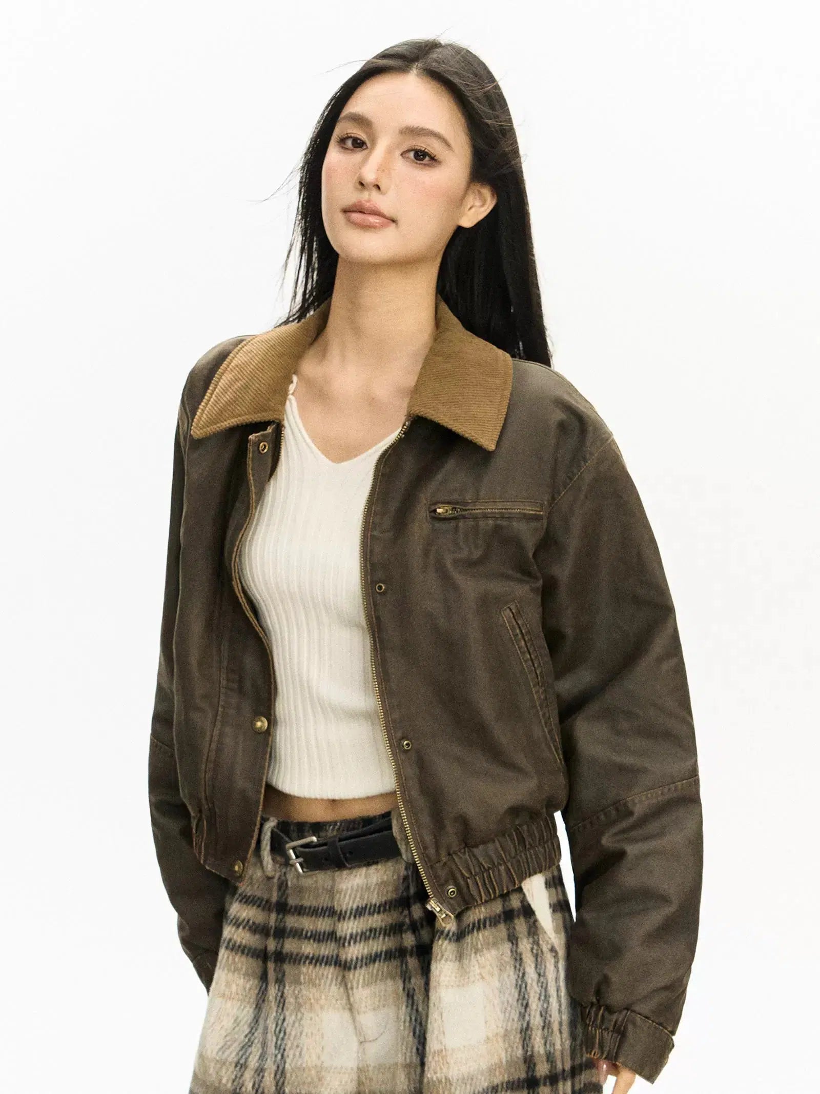 Vintage Lapel Leather Jacket