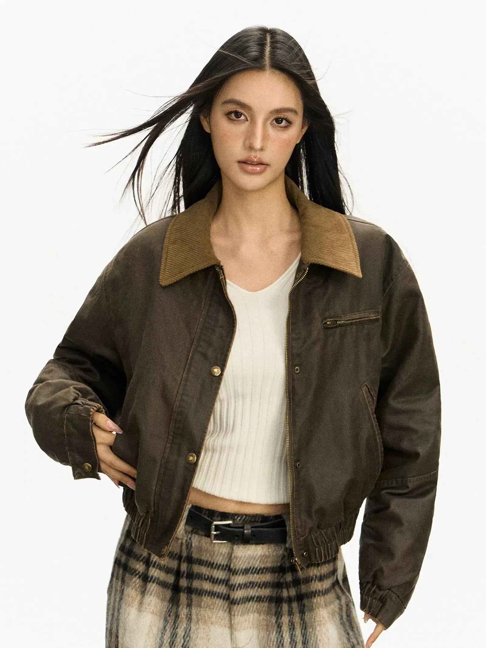 Vintage Lapel Leather Jacket