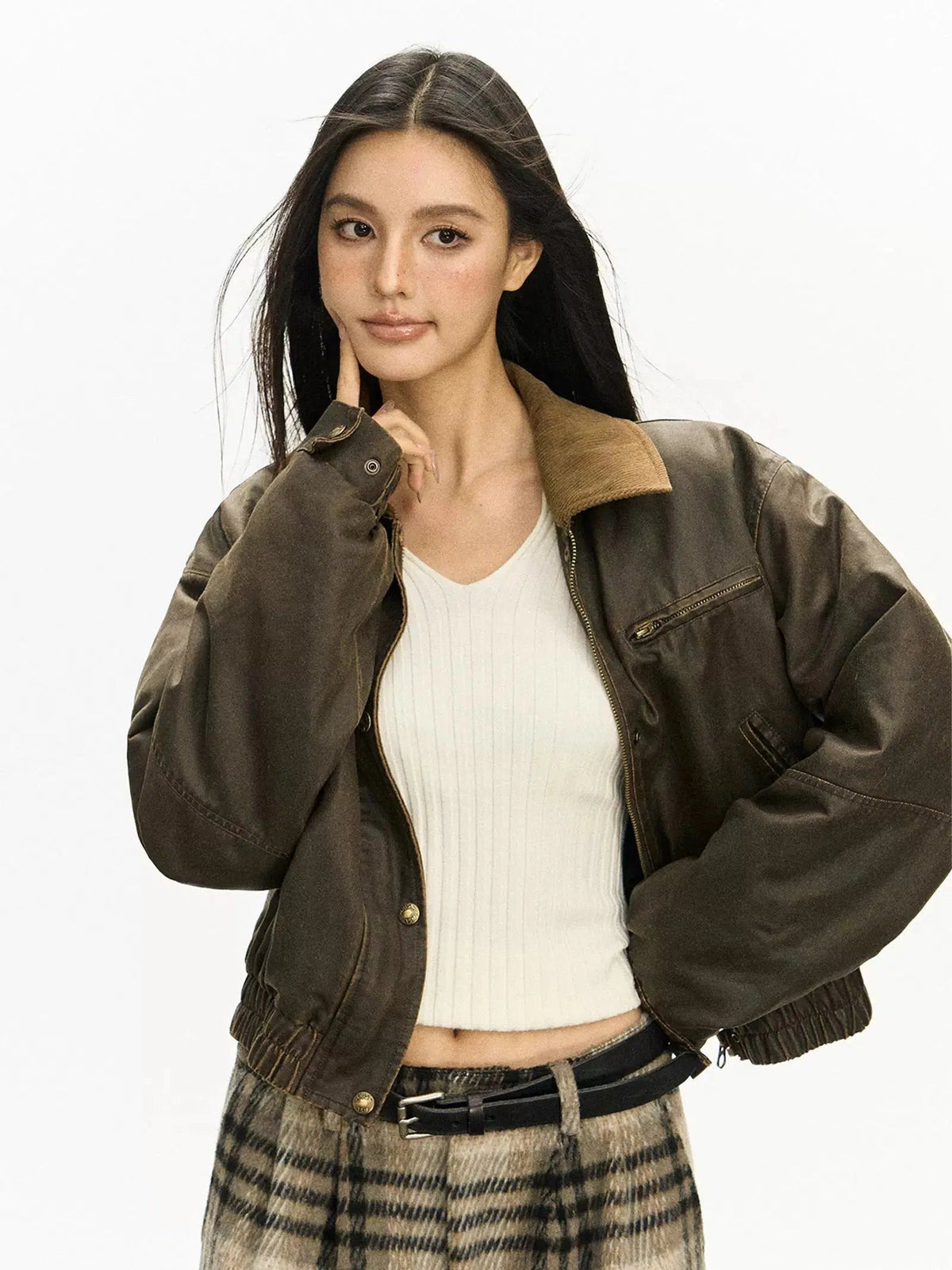 Vintage Lapel Leather Jacket