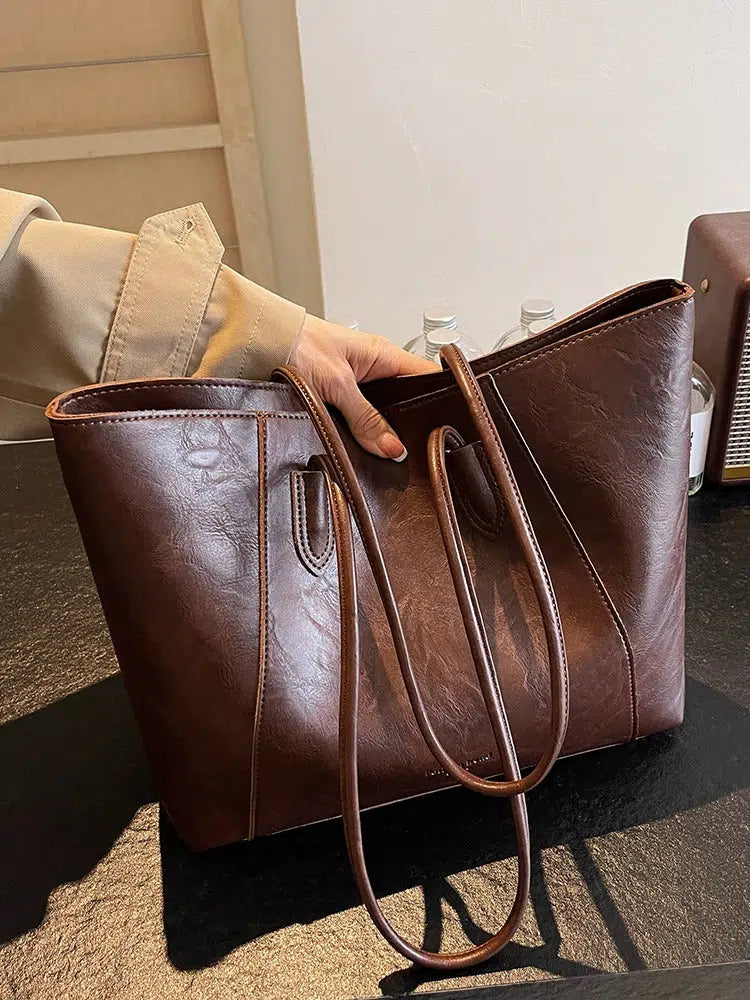 Vintage Large Leather Tote Bag