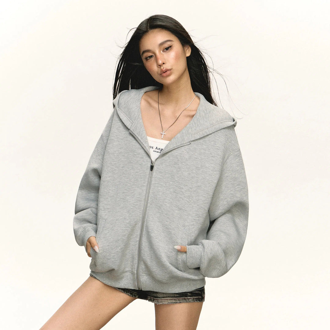 Vintage Loose Hooded Sweater Jacket
