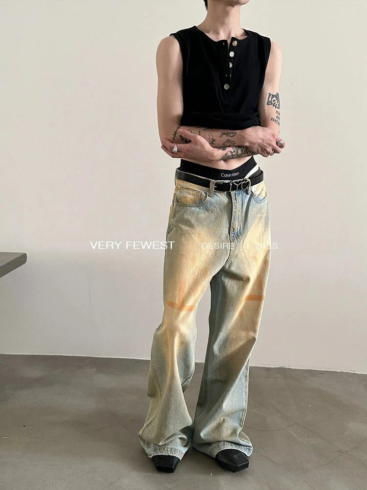 Vintage Mud-Dyed Washed Loose Jeans