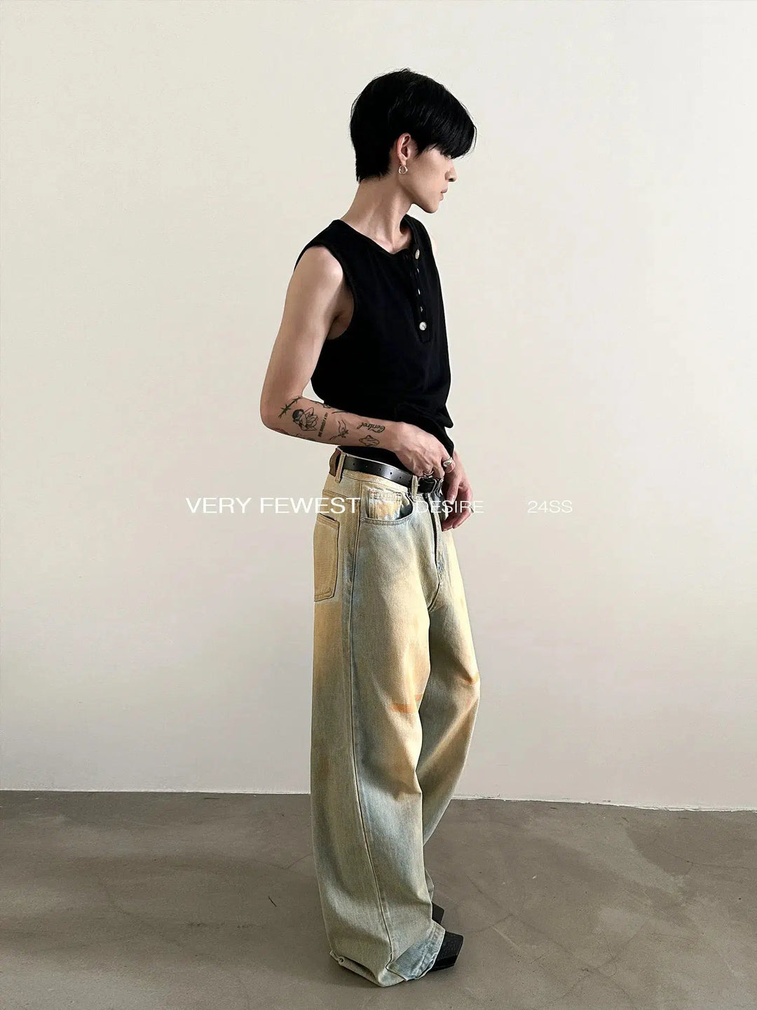 Vintage Mud-Dyed Washed Loose Jeans