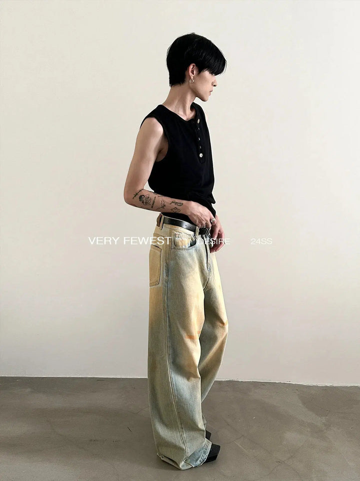 Vintage Mud-Dyed Washed Loose Jeans