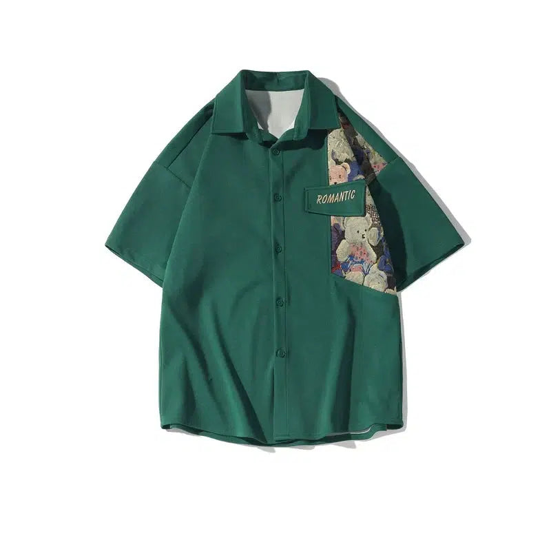 Vintage Patchwork Short Sleeve Shirt