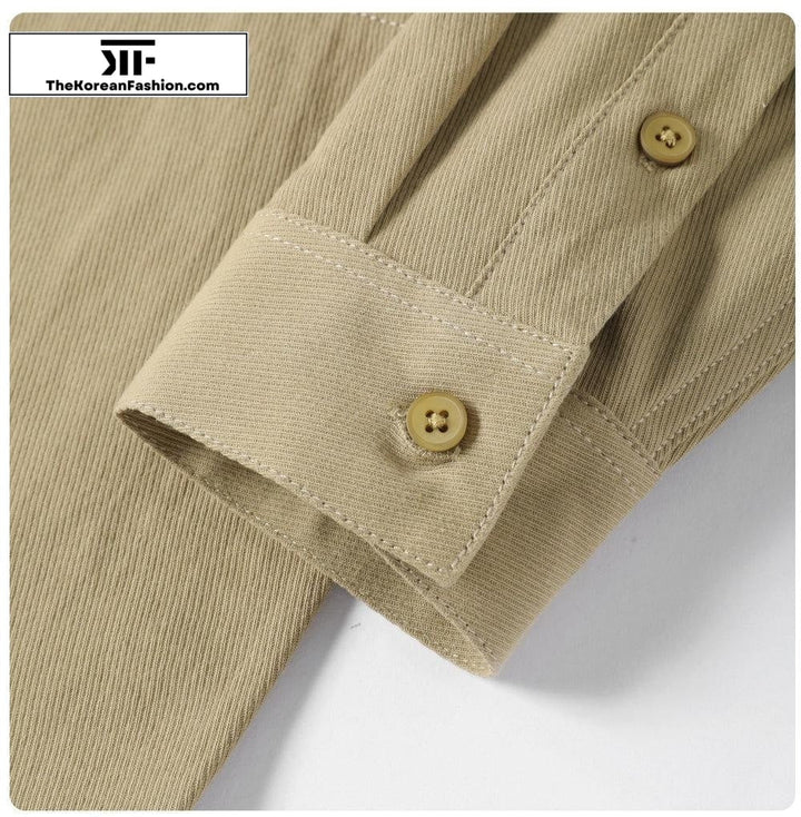 Vintage Pattern Stitching Striped Shirt