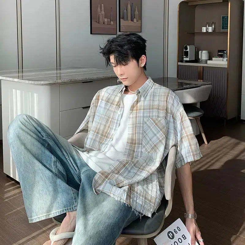 Vintage Plaid Button-down Shirt