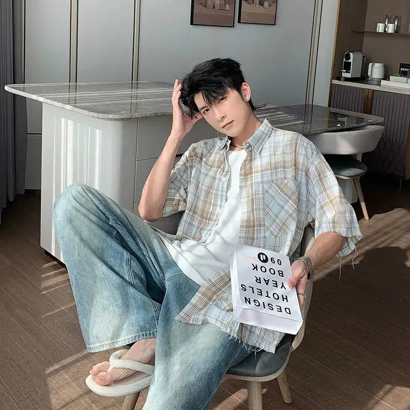Vintage Plaid Button-down Shirt