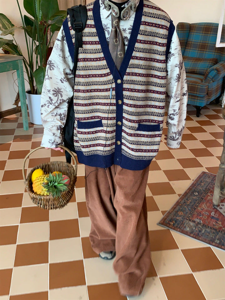 Vintage Stripe Cardigan Vest