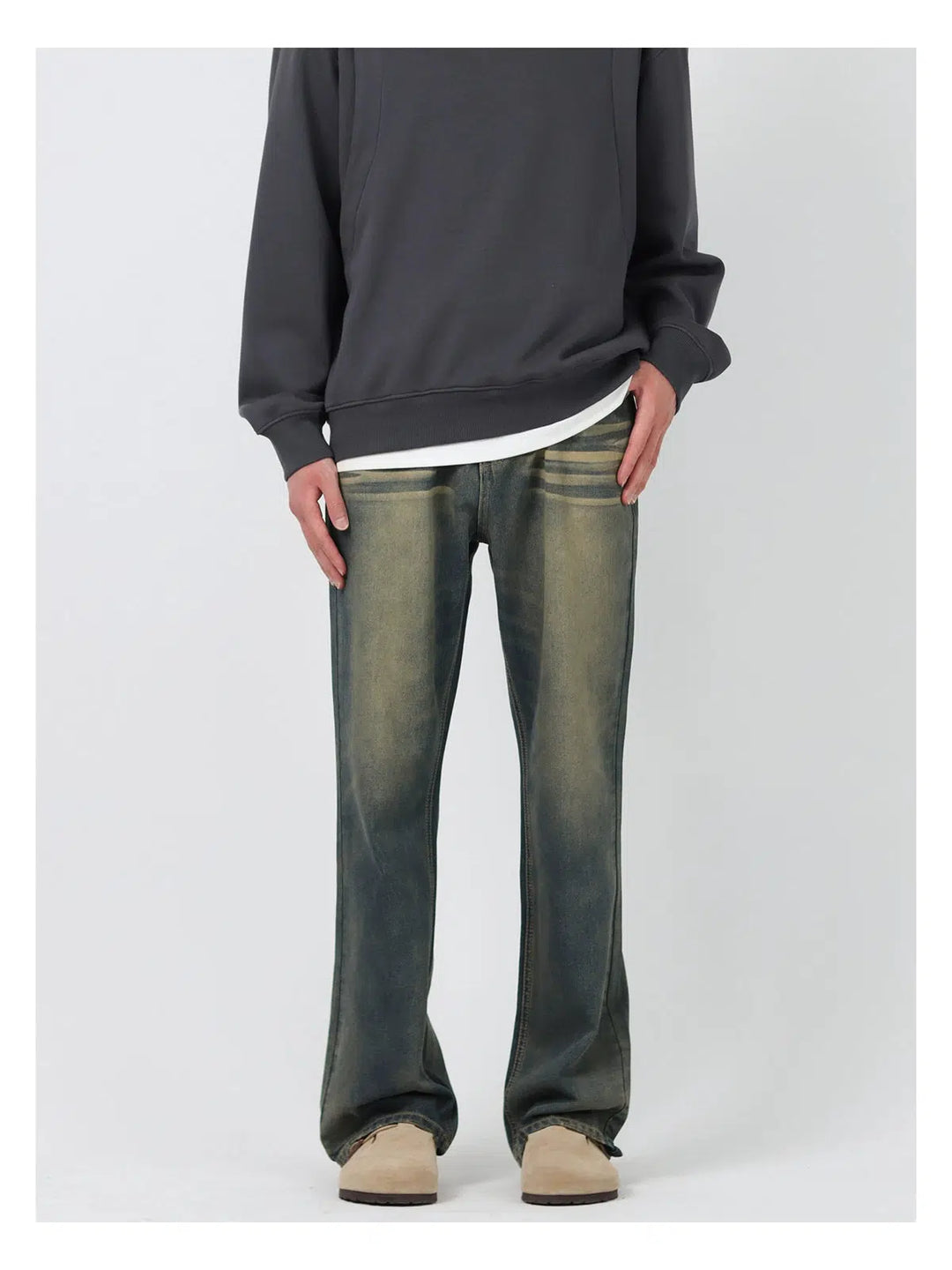 Vintage Wash Straight-Leg Jeans