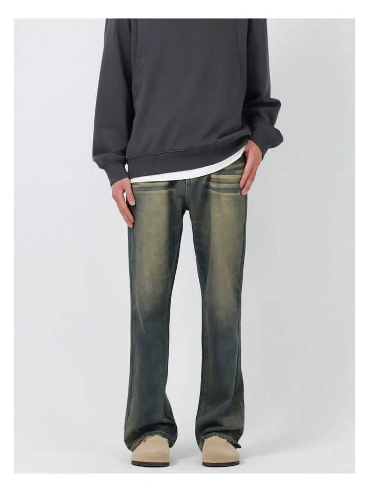 Vintage Wash Straight-Leg Jeans