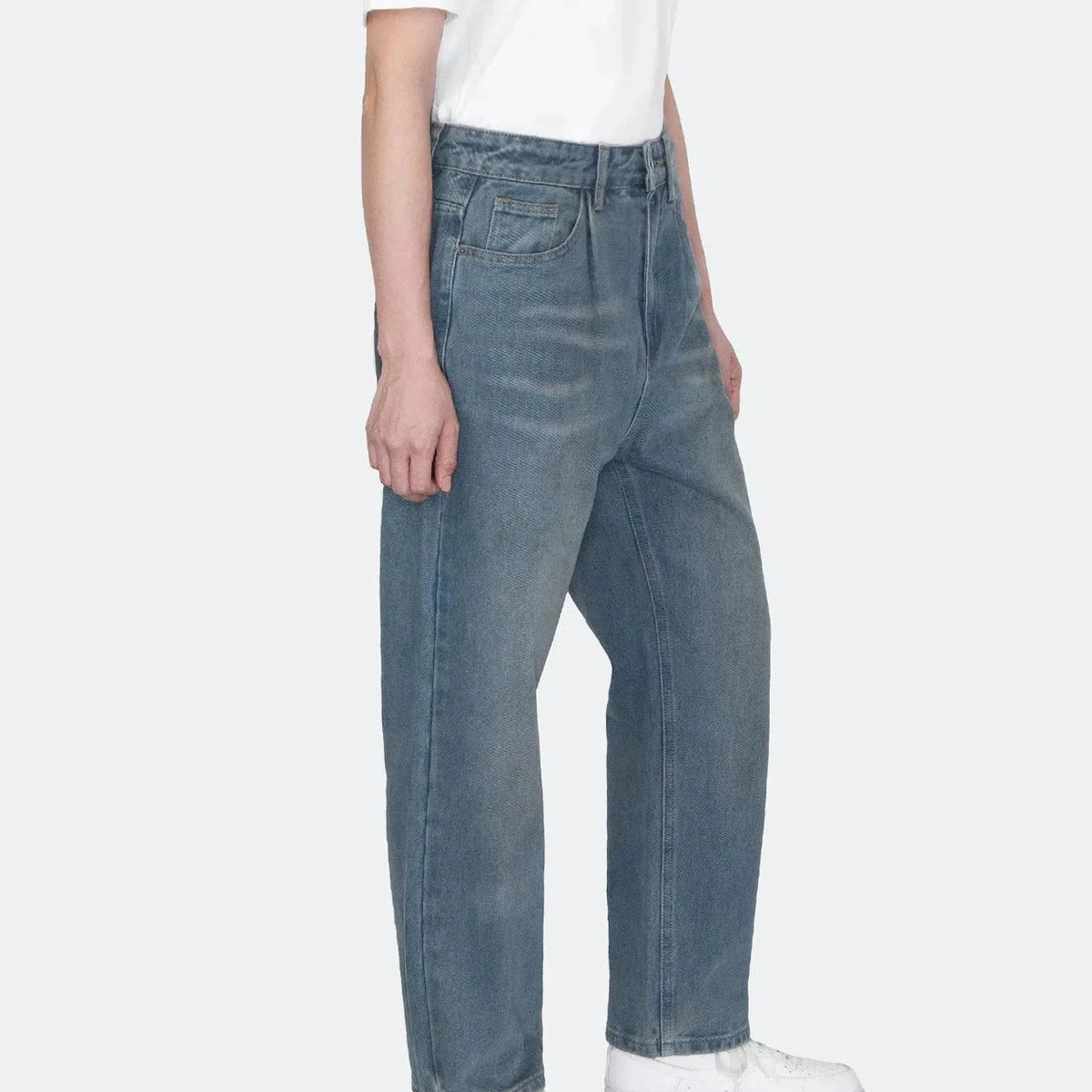 Vintage Washed Pleated Jeans