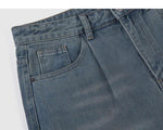 Vintage Washed Pleated Jeans