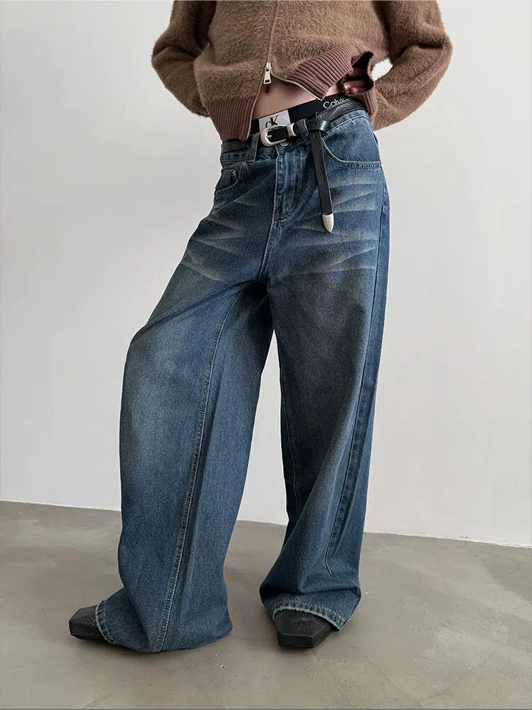 Vintage Washed Wide Leg Jeans