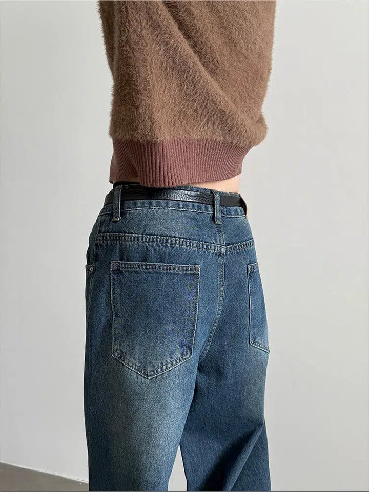 Vintage Washed Wide Leg Jeans