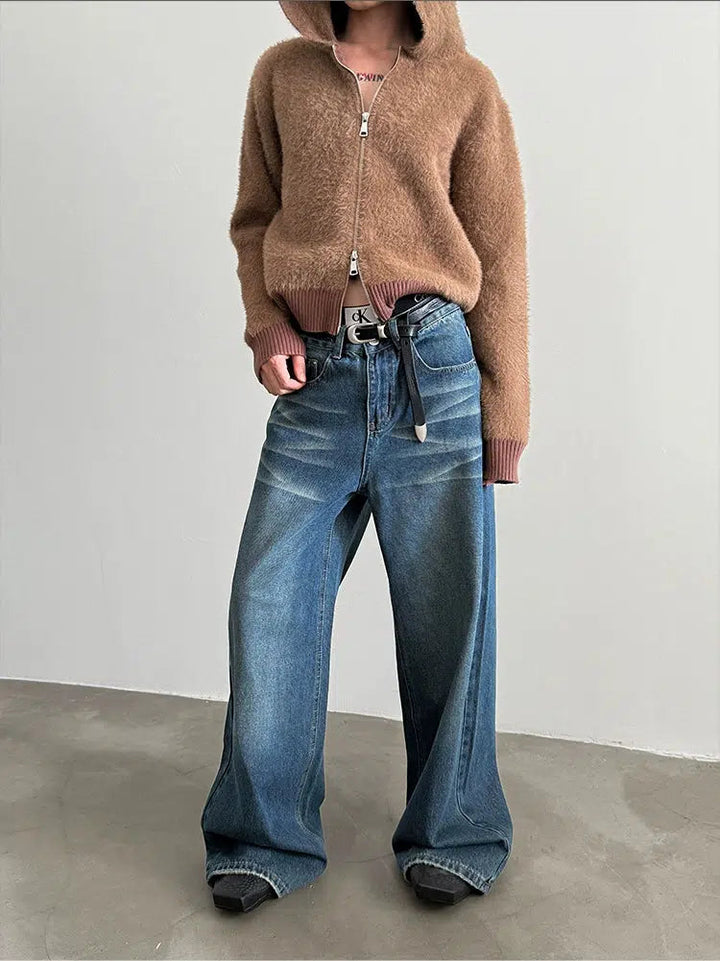 Vintage Washed Wide Leg Jeans