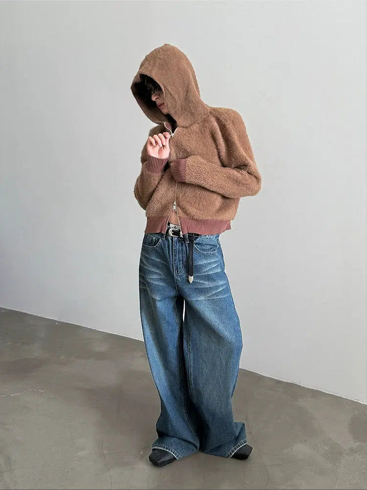 Vintage Washed Wide Leg Jeans