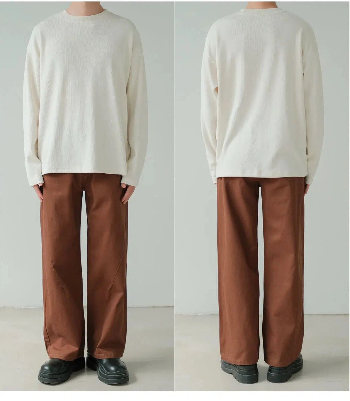 Waffle-Knit Crew Neck Pullover