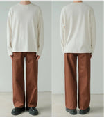 Waffle-Knit Crew Neck Pullover