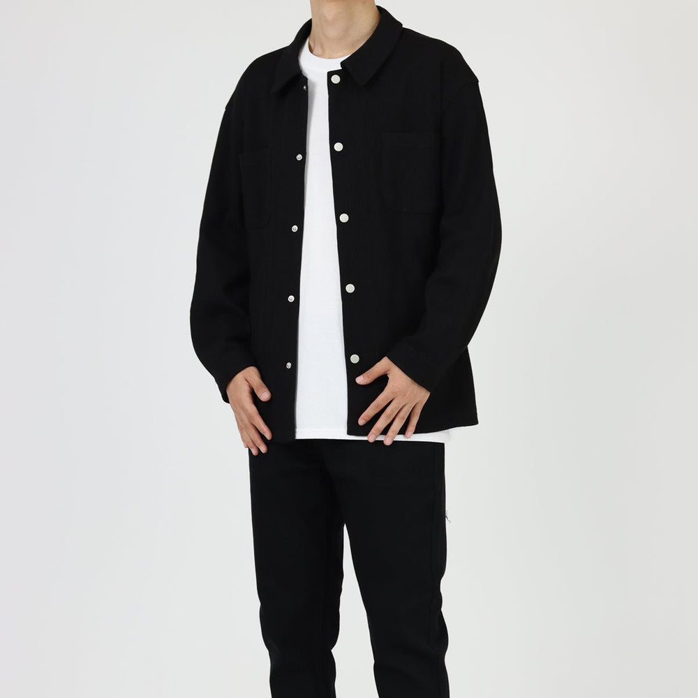 Waffle Long-sleeved Shirt Cardigan