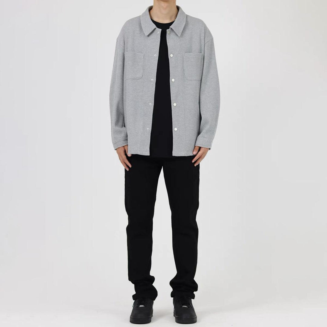 Waffle Long-sleeved Shirt Cardigan