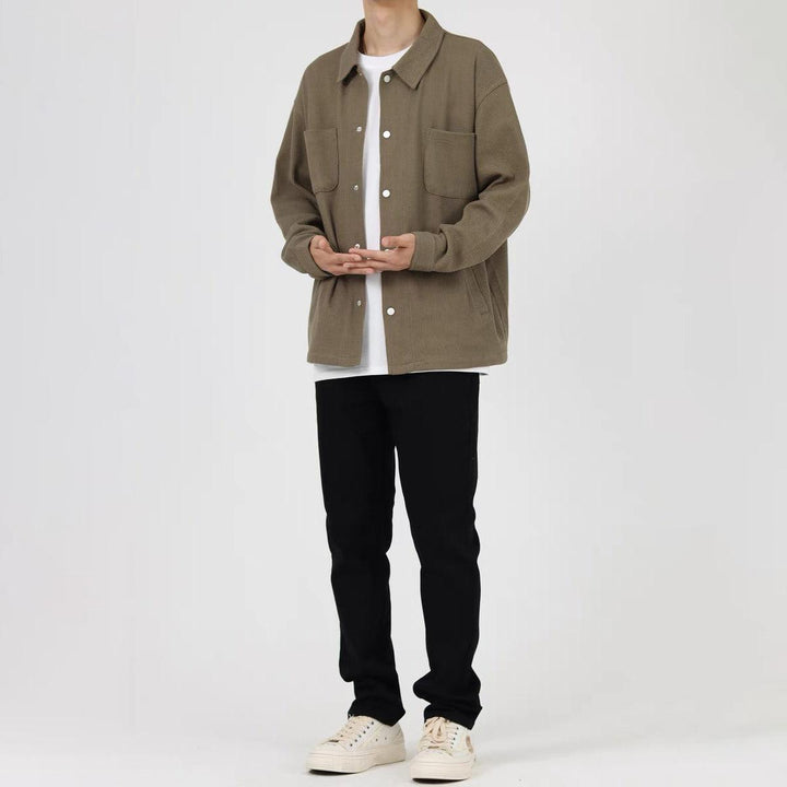 Waffle Long-sleeved Shirt Cardigan