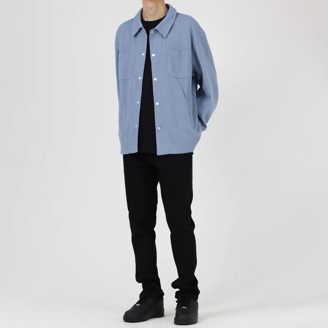 Waffle Long-sleeved Shirt Cardigan
