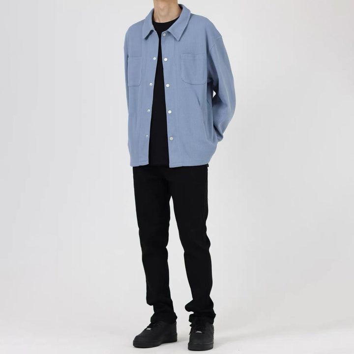 Waffle Long-sleeved Shirt Cardigan