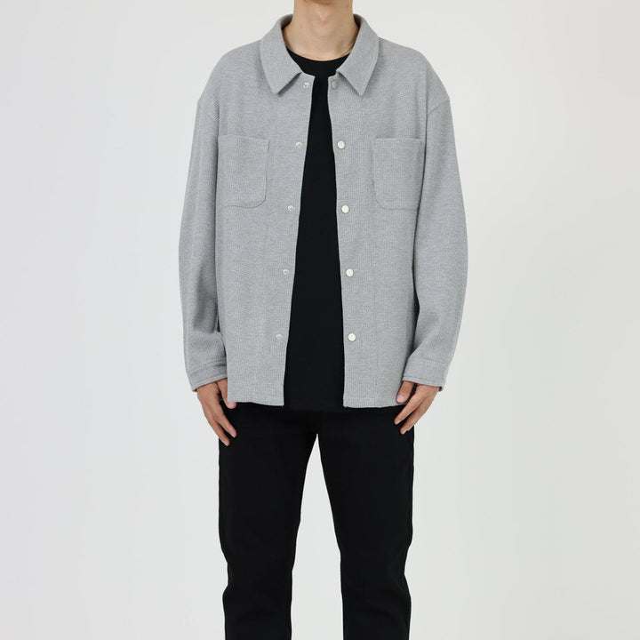 Waffle Long-sleeved Shirt Cardigan