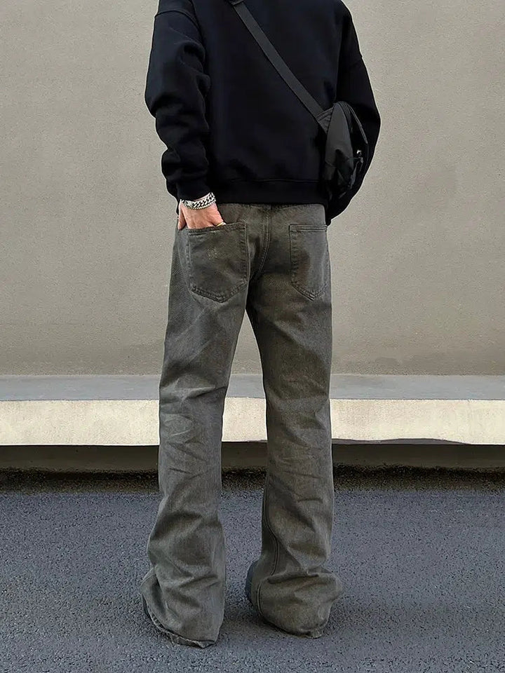Washed Black And Gray Straight-leg Jeans