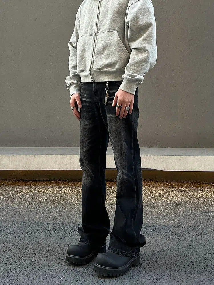 Washed Black Slim-fit Straight-leg Jeans