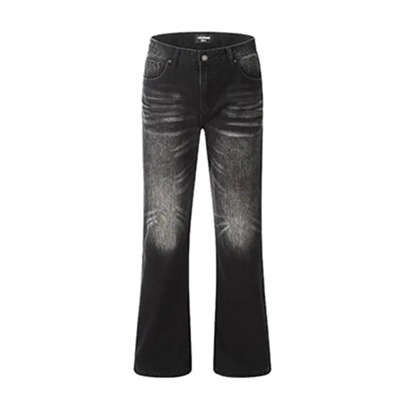 Washed Black Slim-fit Straight-leg Jeans