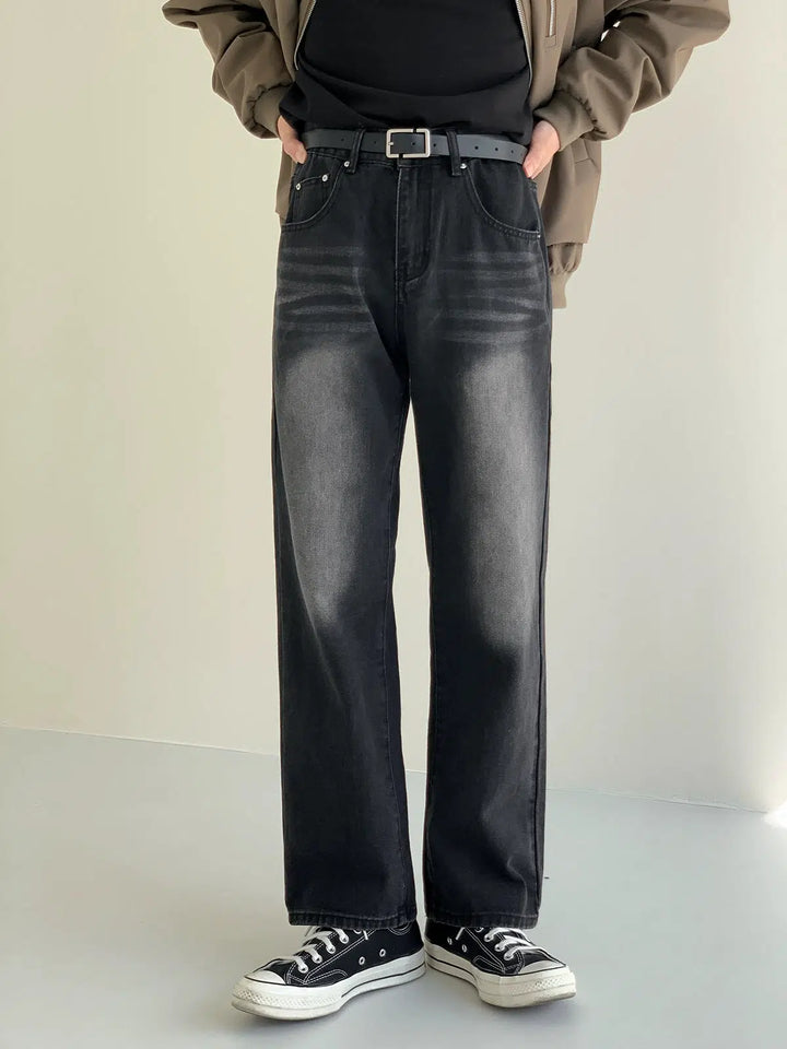 Washed Black Straight Leg Jeans