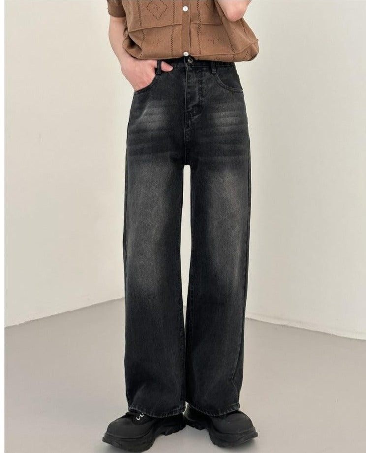 Washed Black Wide-leg Jeans