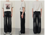 Washed Black Wide-leg Jeans