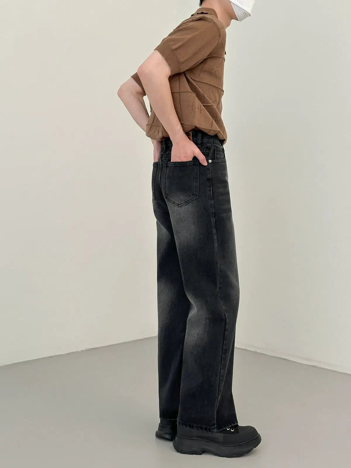 Washed Black Wide-leg Jeans