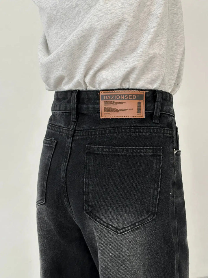 Washed Black Wide-leg Jeans
