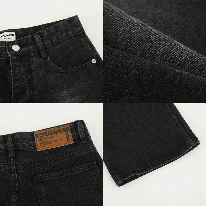 Washed Black Wide-leg Jeans