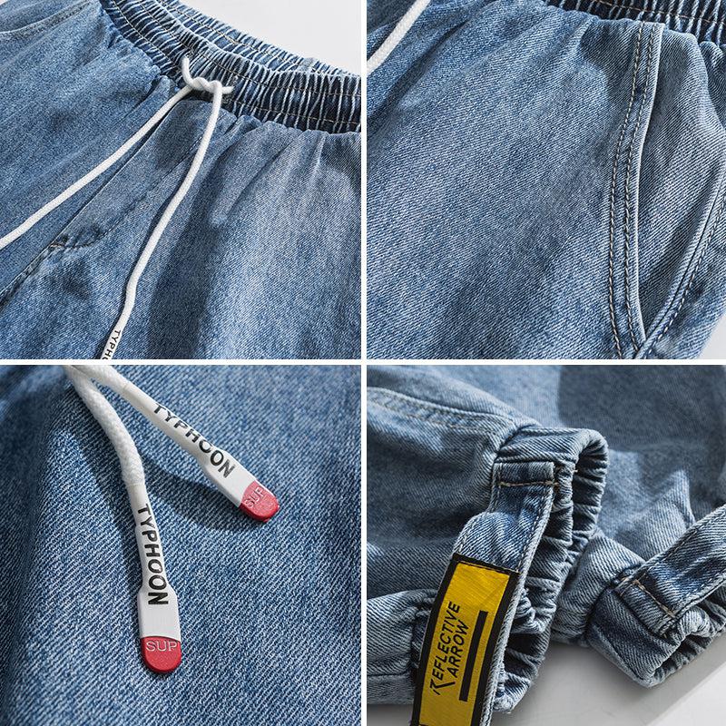 Washed Blue Fit Beamed Jeans