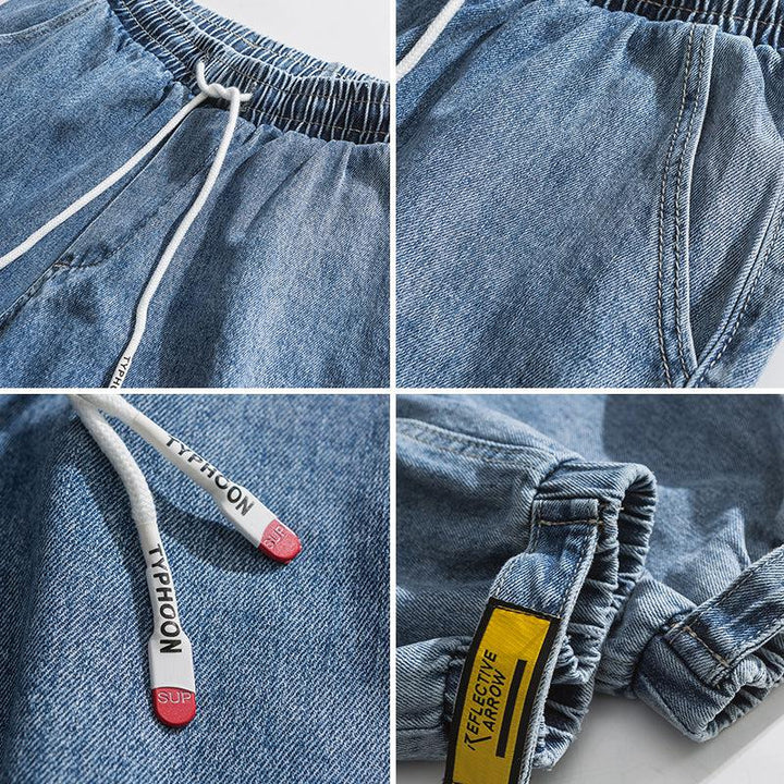 Washed Blue Fit Beamed Jeans