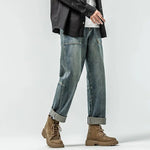 Washed Blue Straight Leg Jeans