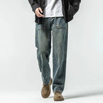 Washed Blue Straight Leg Jeans