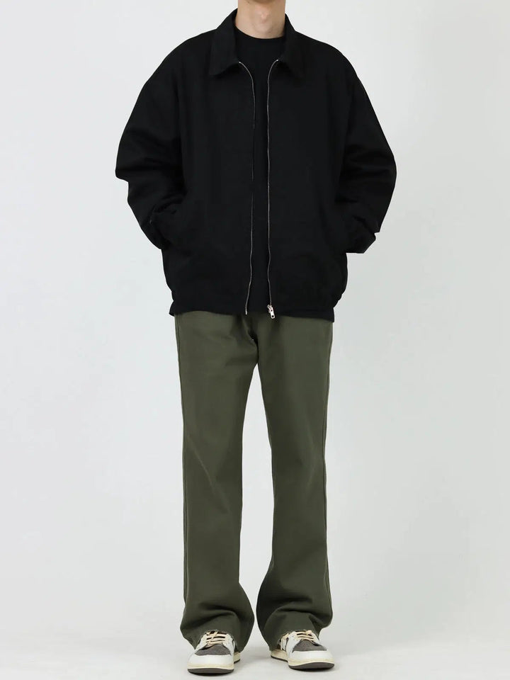Washed Casual Fit Straight-fit Pants