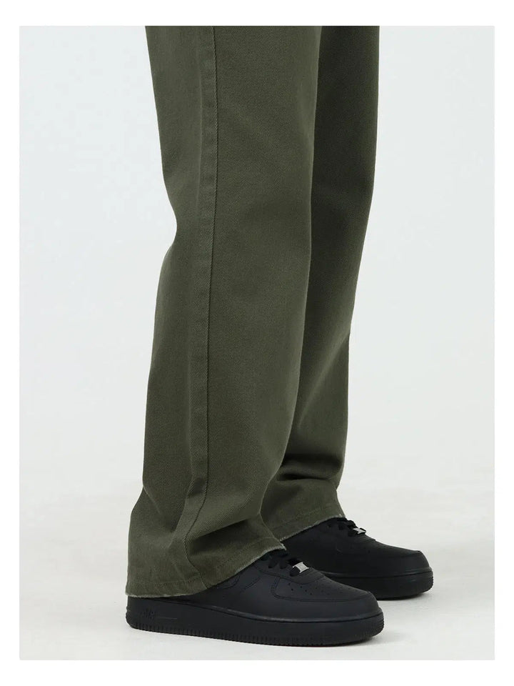 Washed Casual Fit Straight-fit Pants