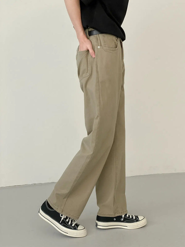 Washed Cotton Casual Pants