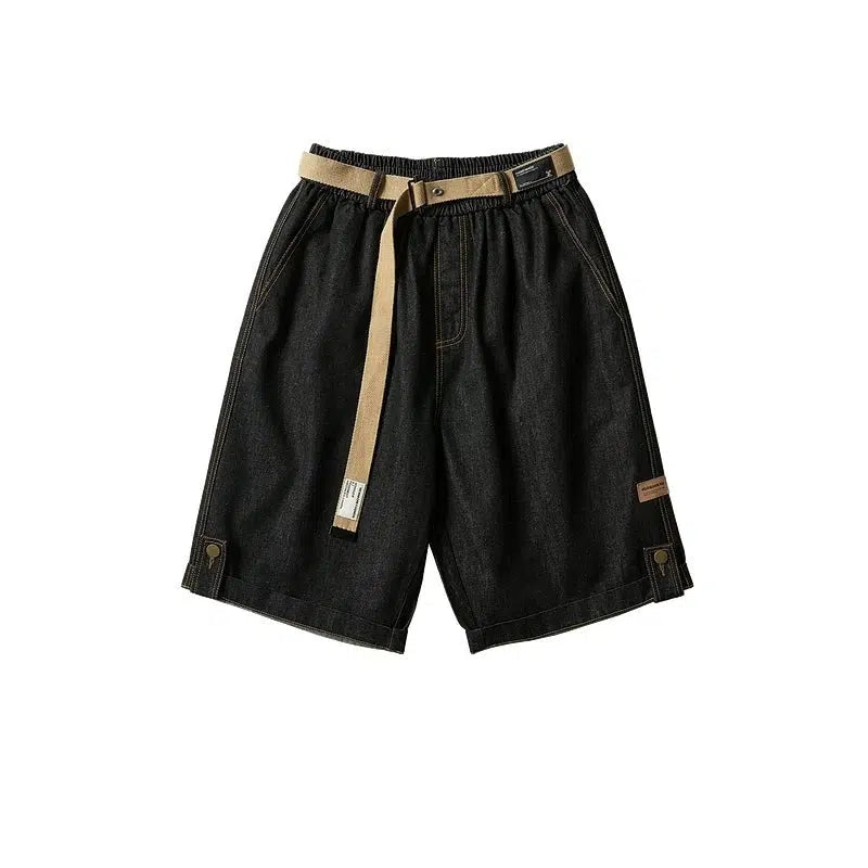 Washed Denim Shorts with Belt