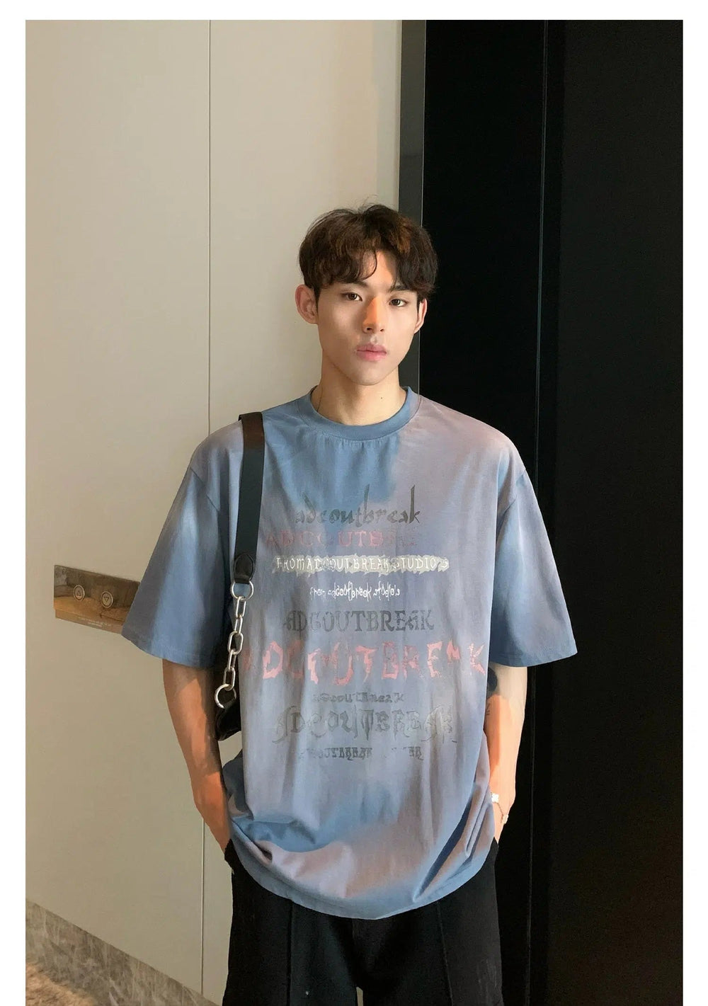 Washed Distressed Letter Print T-shirt