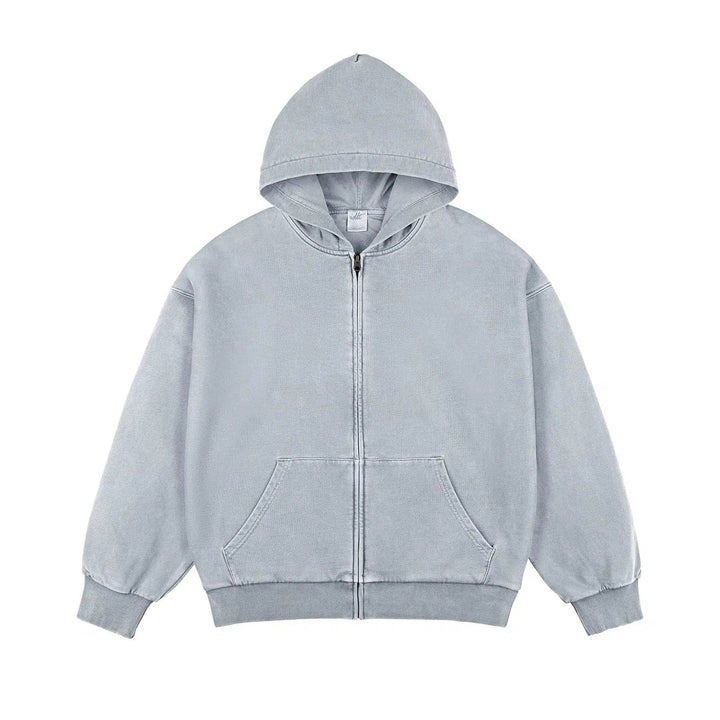 Washed-Double-layer-Zipper-Hoodie – The Korean Fashion