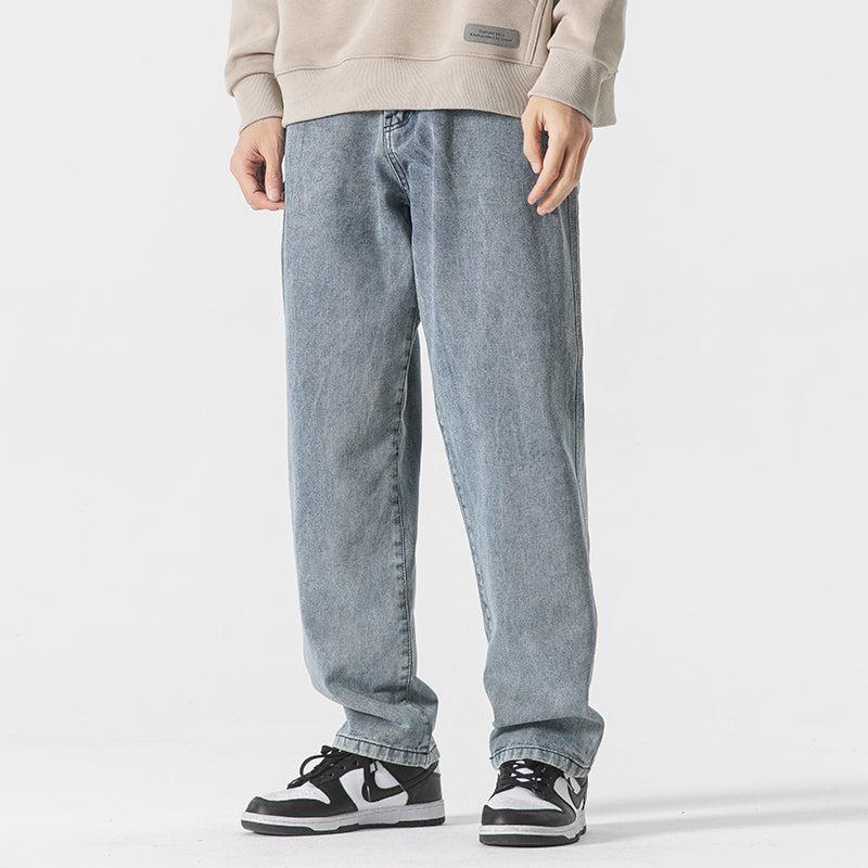 Washed Drape Straight-leg Jeans